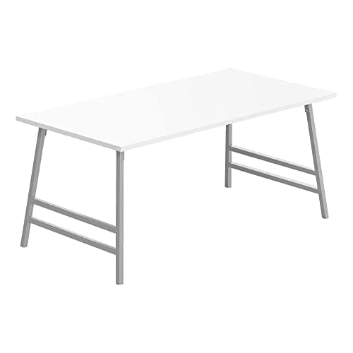 Monarch Specialties I 3790 Coffee Table, Accent, Cocktail, Rectangular, Living Room, 40" L, Metal, Laminate, White, Grey, Contemporary, Modern