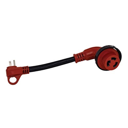 Valterra A10-1530D90VP Mighty Cord 90° Detachable 12" Adapter Cord - 15AM to 30AF, Red (Carded)
