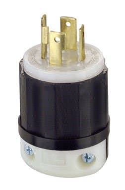 Leviton Locking Plug Nylon Indust. 30 Amp 3 Pole, 4 W Nema L 14-30 Pole CSA B/W Poly
