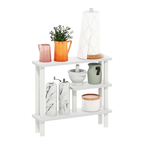 Furinno TURN-N-TUBE Bathroom Storage Shelf, 3-Tier Narrow Storage Rack, Space Saving Shelf, for Bathroom, Living Room, Entryway, White