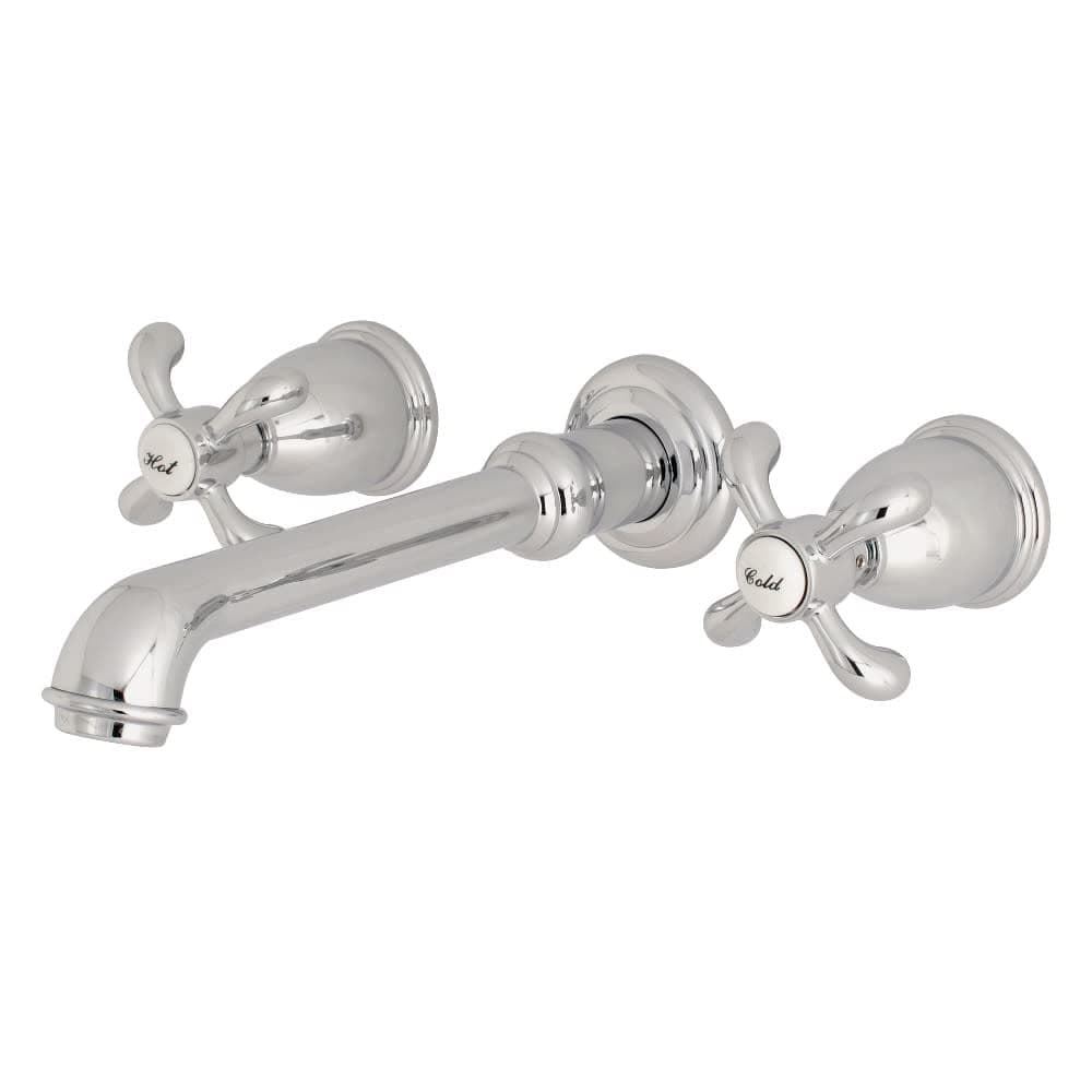 Kingston Brass KS7121TX French Country Wall Mount Vessel Sink Faucet, 10-7/16" in Spout Reach, Polished Chrome
