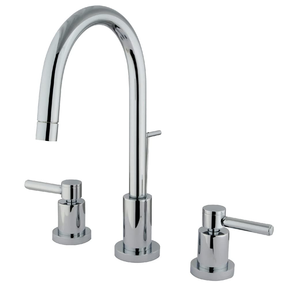 Kingston Brass KS8951DL 6-1/4-Inch Spout Reach Concord Widespread Lavatory Faucet with Brass Pop-Up, Polished Chrome