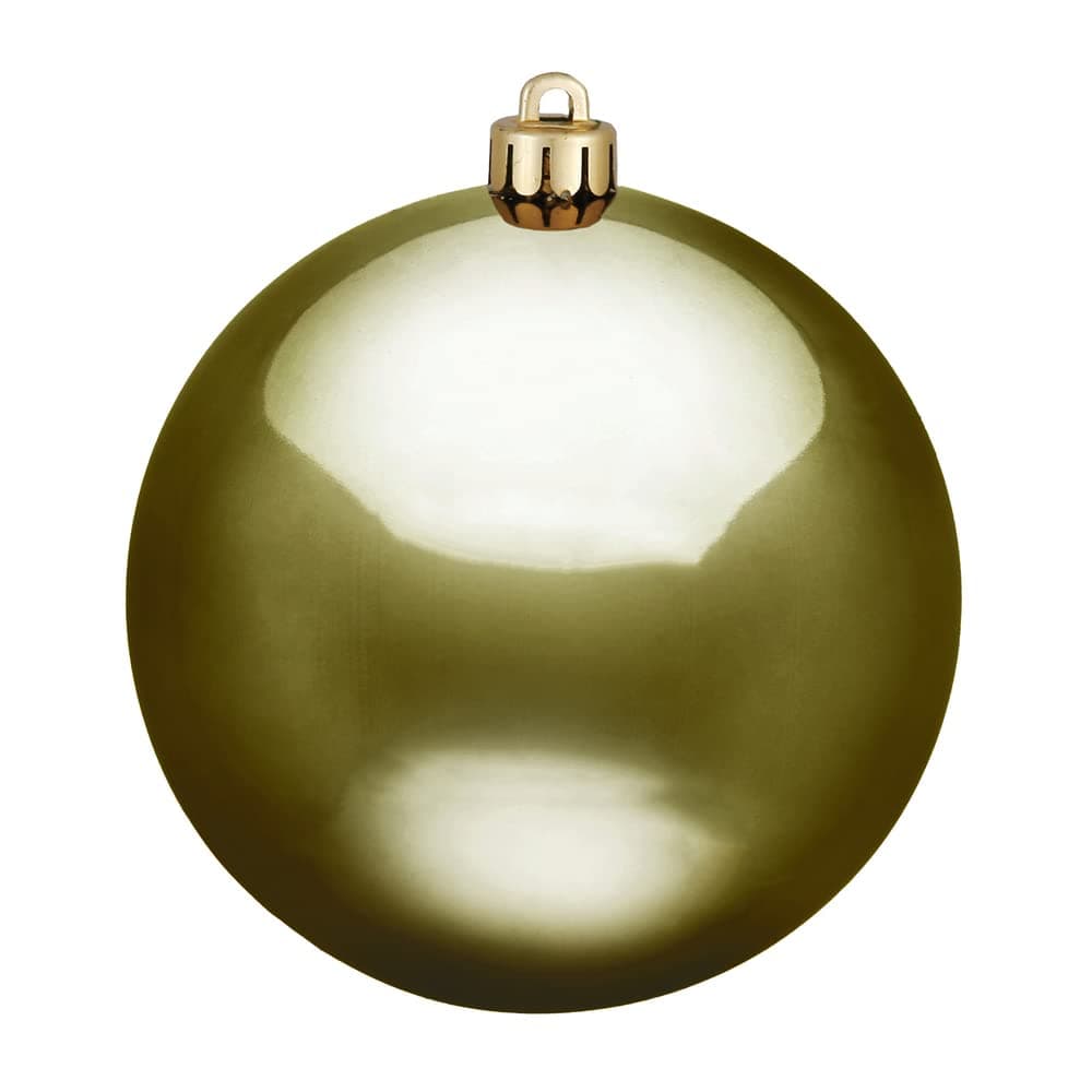 Vickerman 2.75" Christmas Ornament Ball, Olive Shiny Finish, Shatterproof Plastic, UV Resistant, Holiday Christmas Tree Decoration, 12 Pack