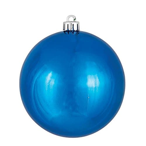 Vickerman 2.4" Christmas Ornament Ball, Blue Shiny Finish, Shatterproof Plastic, UV Resistant, Holiday Christmas Tree Decoration, 24 Pack