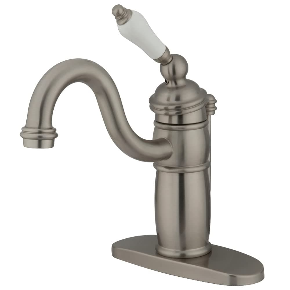 KINGSTON BRASS KB1408PL Victorian Mono Block Lavatory Faucet, 6" Spout Reach, Satin Nickel
