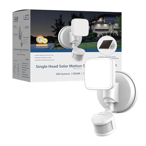 Feit Electric LED Outdoor Security Floodlight, Motion Sensor up to 50 ft, Dusk-to-Dawn, Adjustable Head, Solar Panel Included, 500 Lumens, 5000K Daylight, 50,000-Hour Lifetime, S6/500/850/SOL/WH