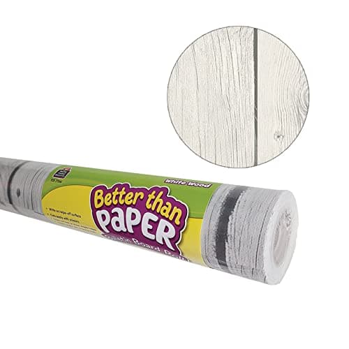 Teacher Created Resources Better Than Paper Bulletin Board Roll, 4' x 12', White Wood Design, 4 Rolls