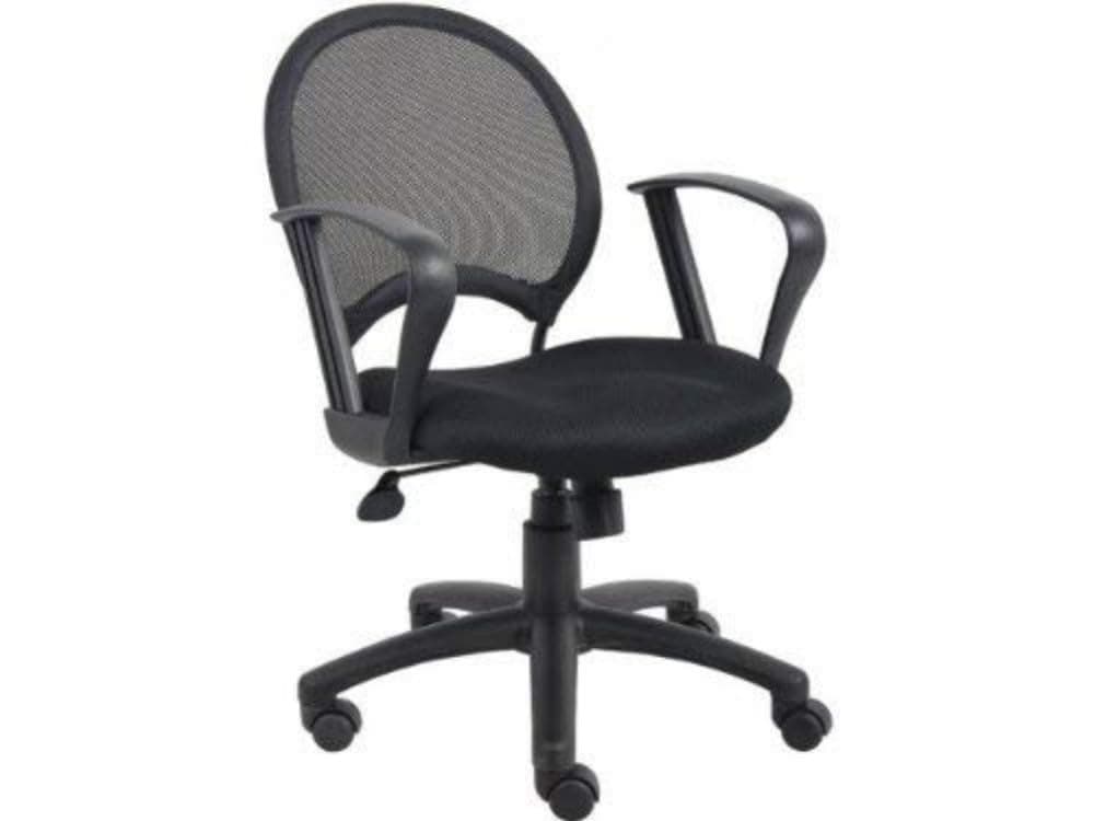 Boss Office Products Mesh Task Chair with Loop Arms in Black