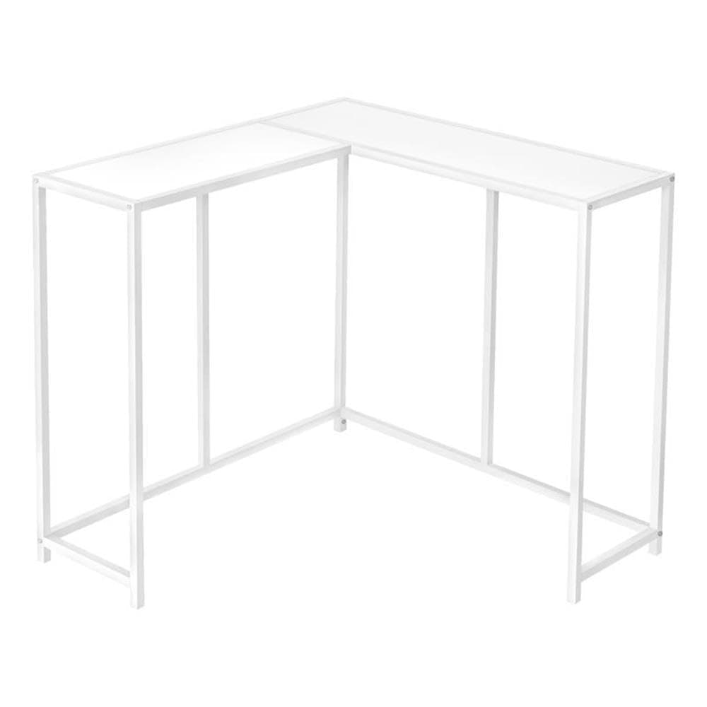 Monarch Specialties I 2160 Accent Table, Console, Entryway, Narrow, Corner, Living Room, Bedroom, Metal, Laminate, White, Contemporary, Modern