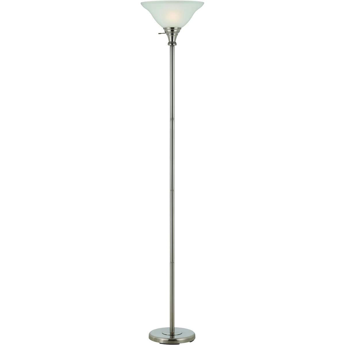 Cal Lighting BO-213-BS 150 W 3 Way Torchiere with Glass Shade, Brushed Steel Finish