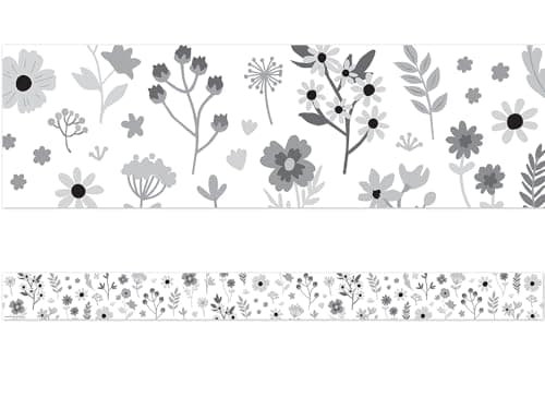 Teacher Created Resources Black and White Floral Straight Border Trim (TCR6808)