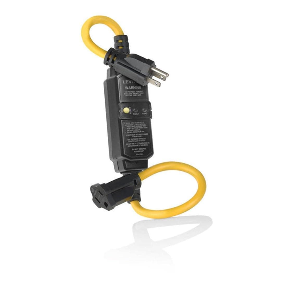 Leviton 15 Amp GFCI Cord Set, 2 Foot, Automatic Reset, GSCA1-2C, Yellow