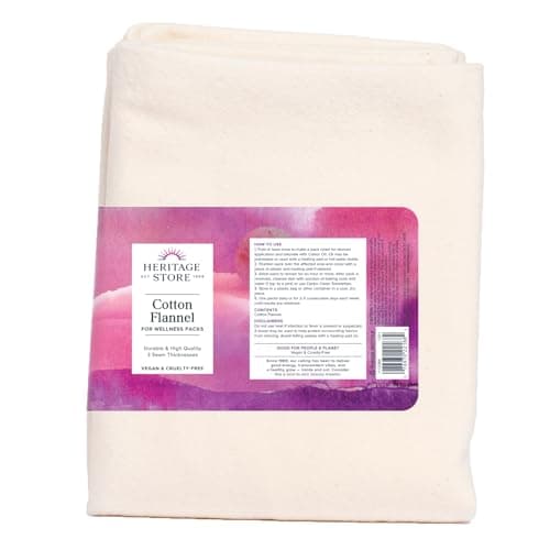 HERITAGE STORE Cotton Flannel - Castor Oil Pack Wrap - Soft, Reusable Cotton Flannel Fabric for Castor Oil Packs, Castor Oil Compress for Abdomen, Joints, 60-Day Guarantee, Vegan, Cruelty Free 13x15in