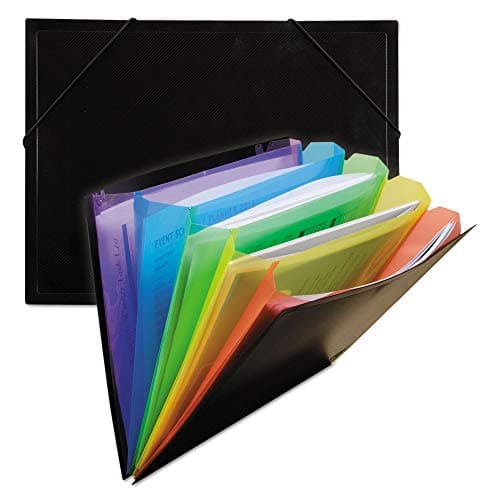 C-Line, CLI59011, Rainbow Pockets Document Sorter, 1 Each, Black, 9 1/2" x 12 1/4" x 1/4"