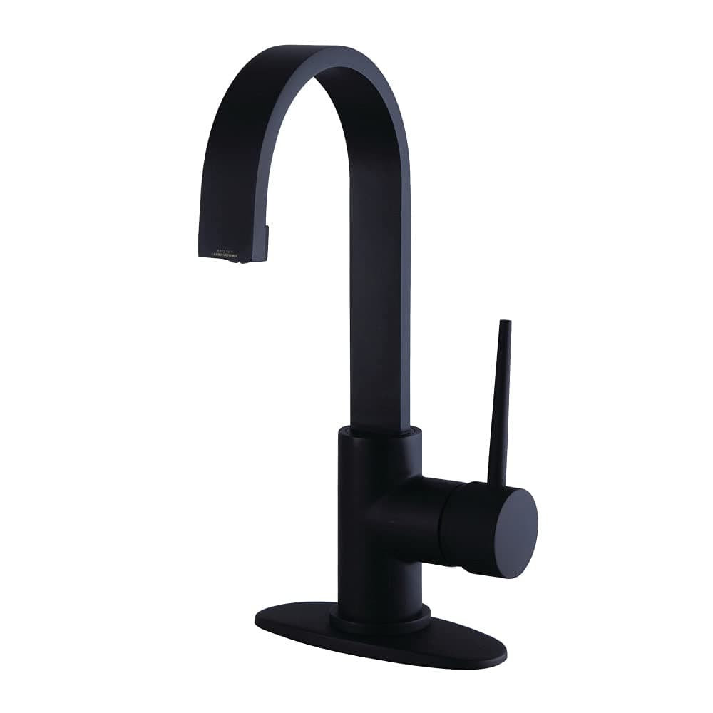 Kingston Brass LS8210NYL New York Single-Handle Bathroom Faucet with Push Pop-Up, 5-1/16 inch in Spout Reach, Matte Black