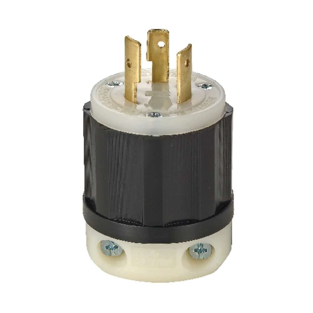 Leviton 20A 120/250V Black & White Non-Grounded Locking Plug
