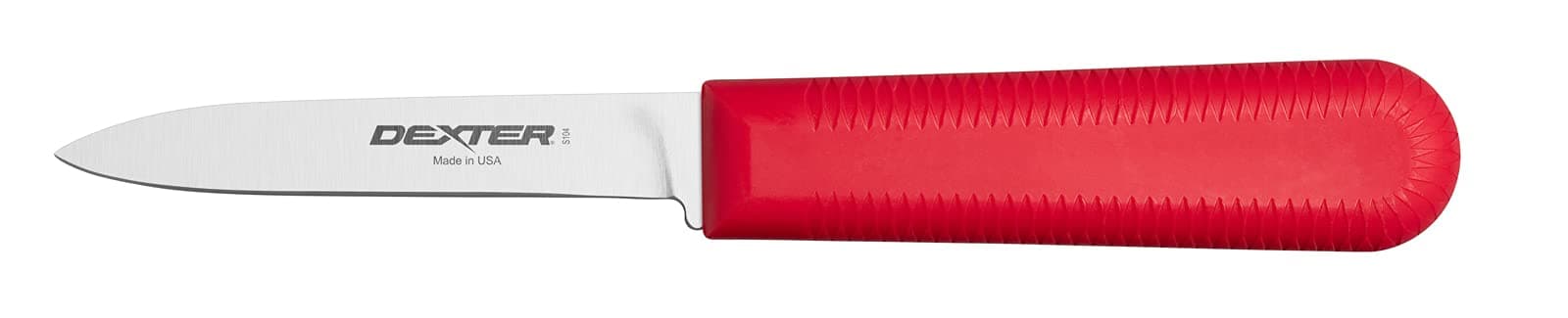 Dexter Russell S104R-PCP Sani-Safe 15303R Cook’s Paring Knife, 3-1/4" High Carbon Stain-Free Steel Blade, Non-Slip Red Polypropylene Handle, Spear Point Small Utility Knife, 24 Pack, NSF, Made in USA