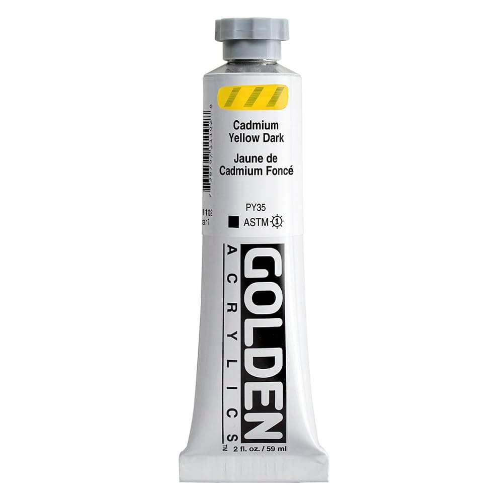 Golden GLDNHB-11102 Heavy Body Acrylic Paint, 2 oz., Cadmium Yellow Dark