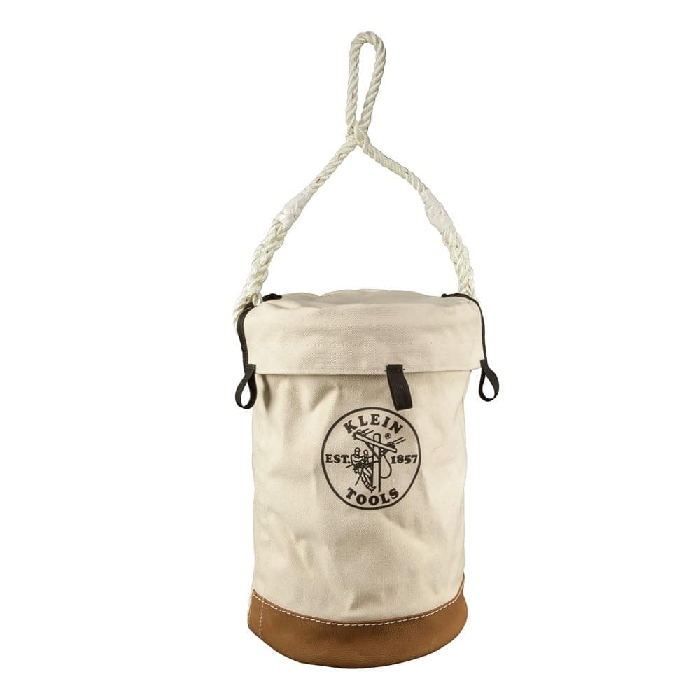 Klein Tools 5104VT Leather Bottom Bucket with Velcro Top Featuring Multiple Attachment Loops and Reinforced Bottom