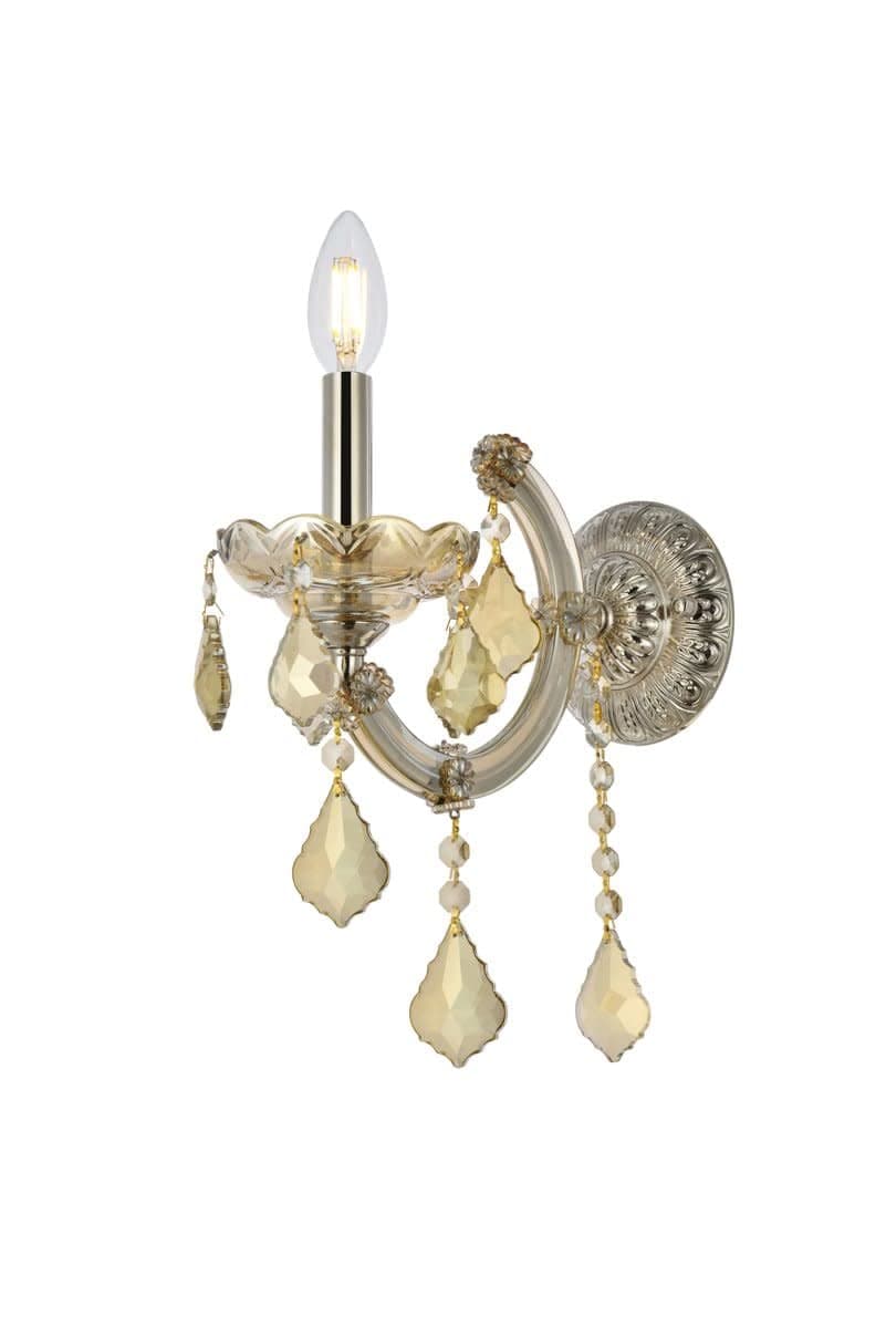 Elegant Lighting Maria Theresa Collection 1-Light Wall Sconce with Royal Cut Golden Teak Crystals, Golden Teak Finish