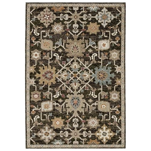 Oriental Weavers Andorra Area Rug - 2396B - 3'3" x 5'2" - in Brown/Multi - Vintage Inspired, Stain Resistant, Family and Pet Friendly, Entrway, Bedroom Rug