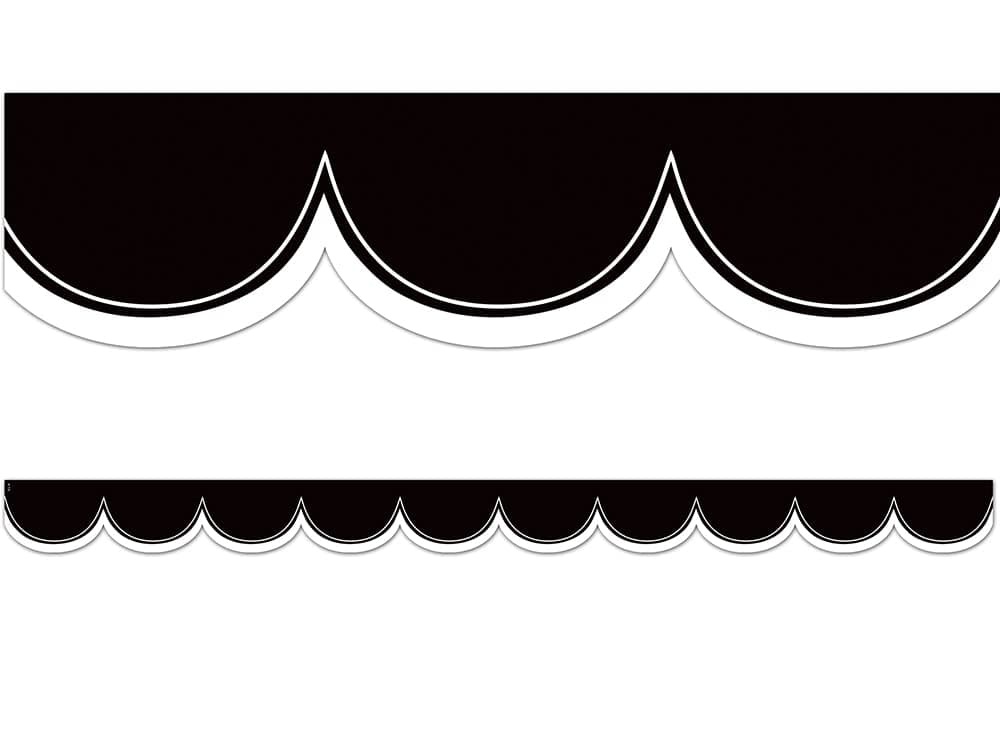 Teacher Created Resources Black with White Scalloped Die-Cut Border Trim