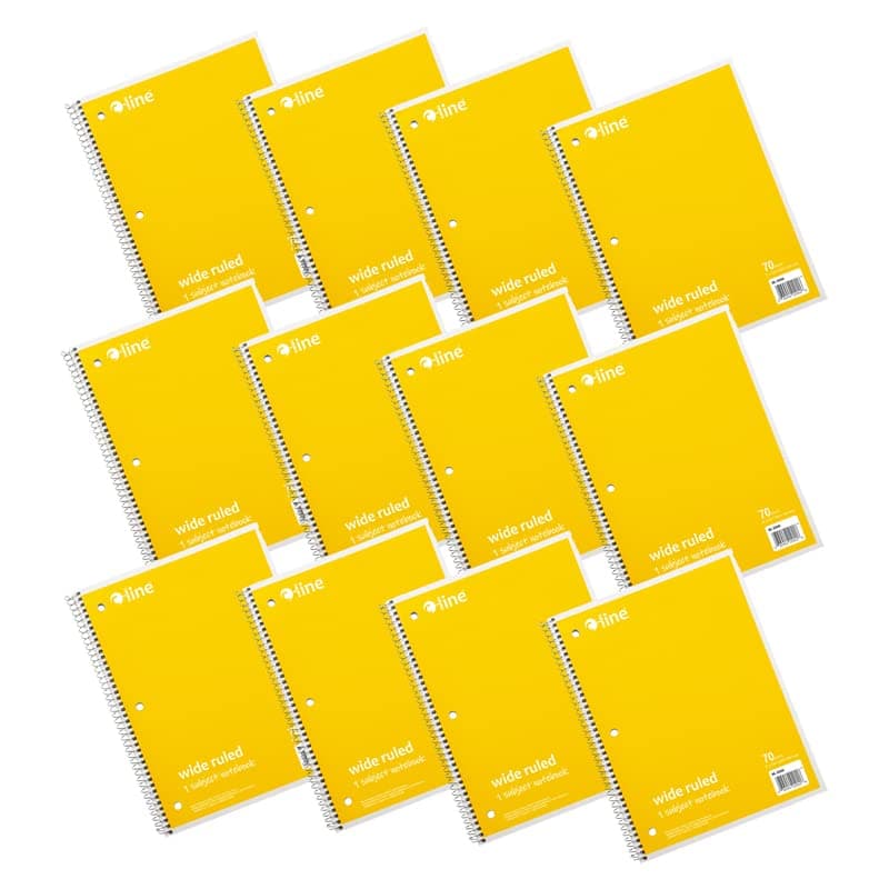 C-Line Products CLI22040-12 1 Sub Wide Ruled Notebook - Yellow - Pack of 12
