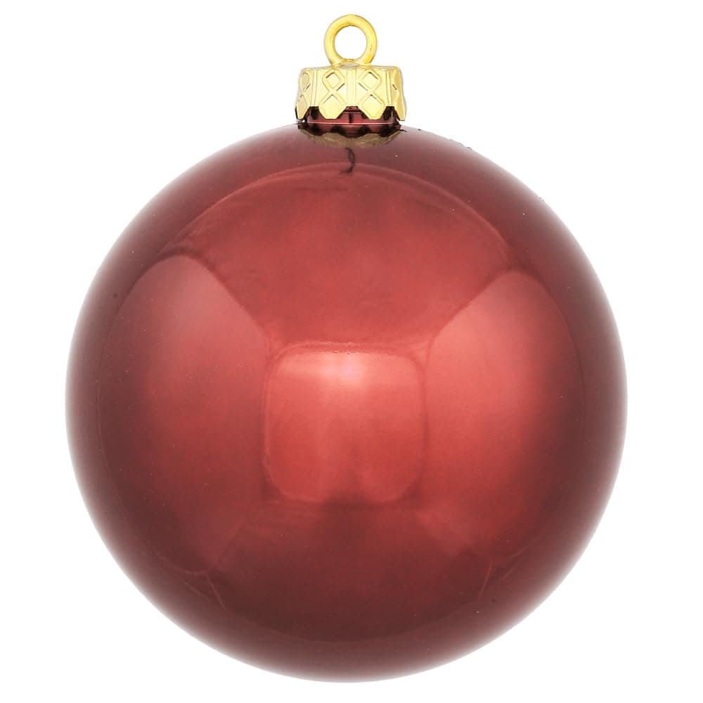 Vickerman Shiny Finish Seamless Shatterproof Christmas Ball Ornament, UV Resistant with Drilled Cap, 4 per Bag, 4.75", Wine