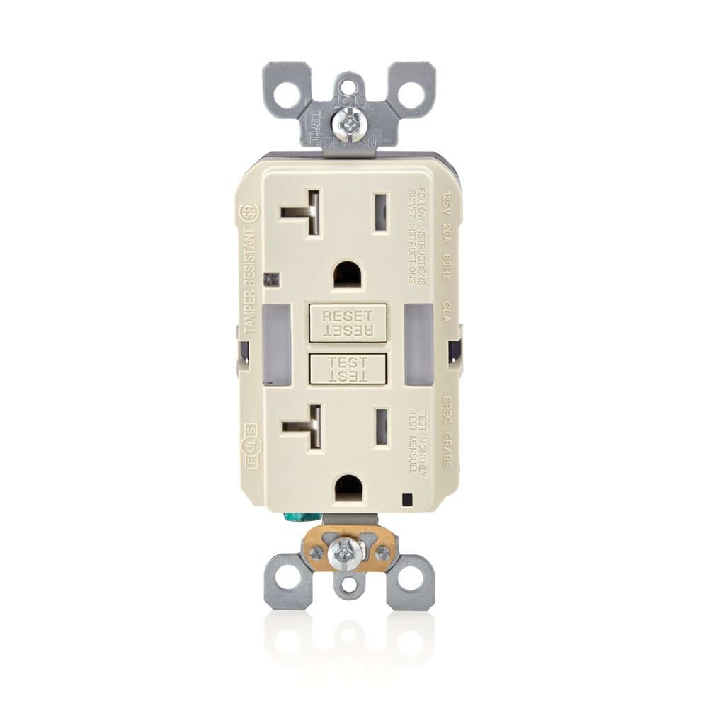 Leviton GFCI Outlet with Guidelight, 20 Amp, Self Test, Tamper-Resistant with LED Indicator Light, Replaces Plugged in Night Light, GFNL2-T, Light Almond