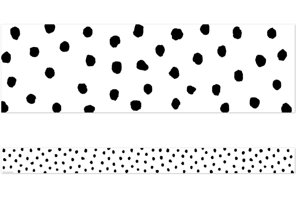 Teacher Created Resources Black Painted Dots on White Straight Border Trim (TCR7083)
