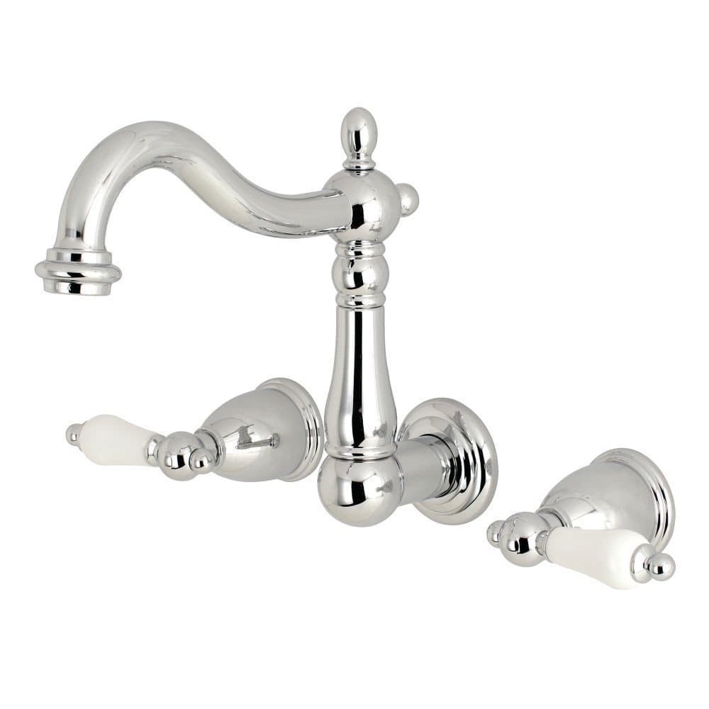 Kingston Brass KS1251PL Heritage 8" Center Wall Mount Vessel Sink Faucet, 6-3/8" in Spout Reach, Polished Chrome