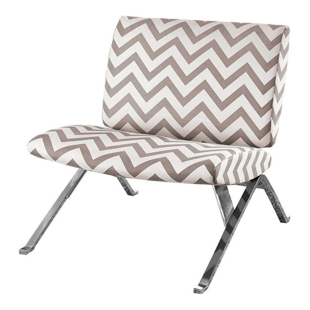 Monarch Specialties Dark Taupe "Chevron" Fabric/Chrome Metal Accent Chair, 31-Inch