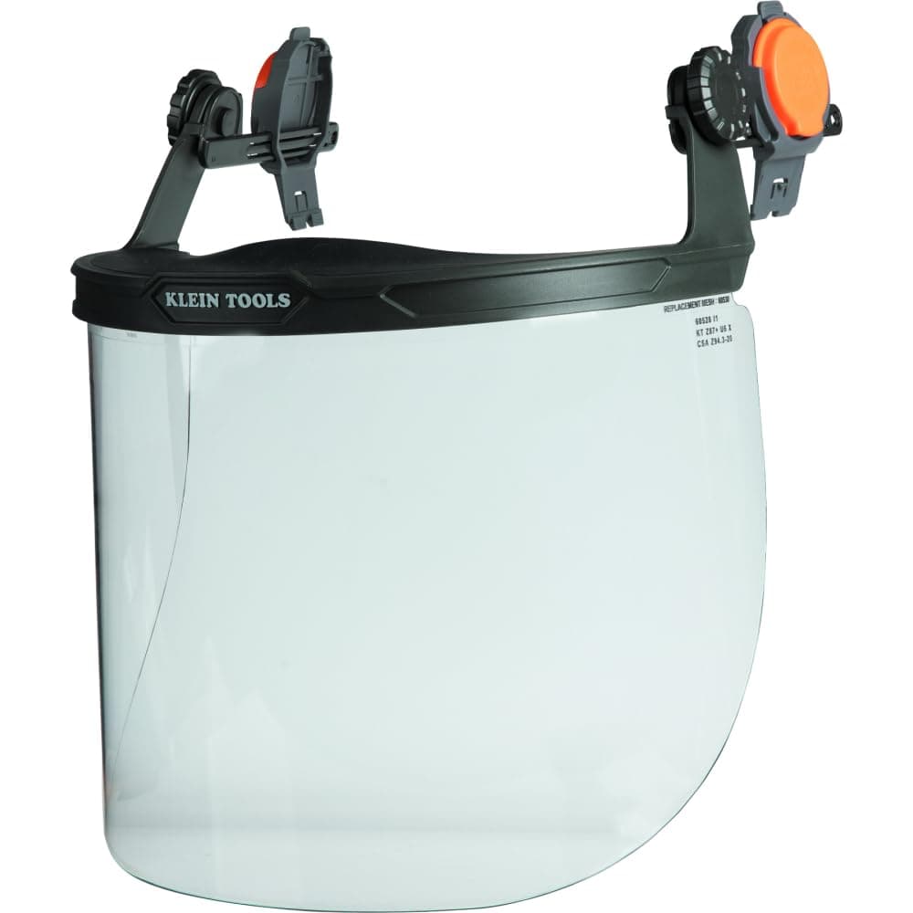 Klein Tools 60528 Full-Brim Hard Hat Face Shield, Clear, Impact-Rated, Anti-Fog, Low-Profile Design, Flip-Up, Earmuff Compatible, One Size