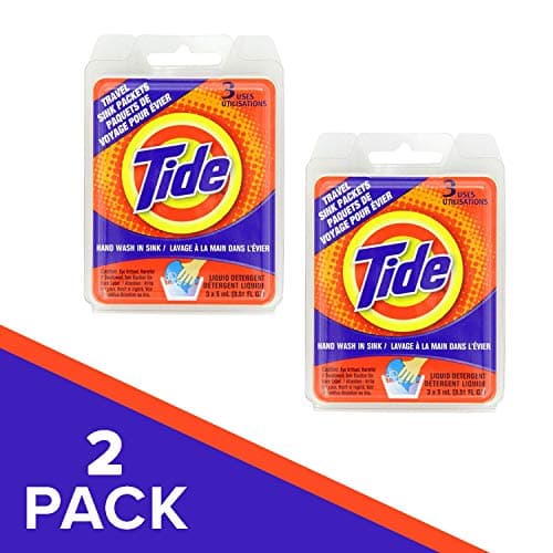 Tide Travel Sink Packets 3ct Laundry Detergent for Hiking, RV, Camping, Backpacking, Outdoors, International (Pack of 2)