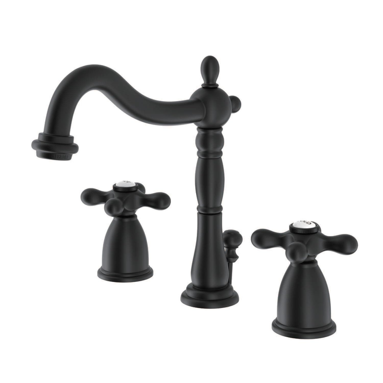 Kingston Brass KB1970AX Heritage 8" Widespread Lavatory Faucet with Brass Pop-up, 6-1/2" in Spout Reach, Matte Black
