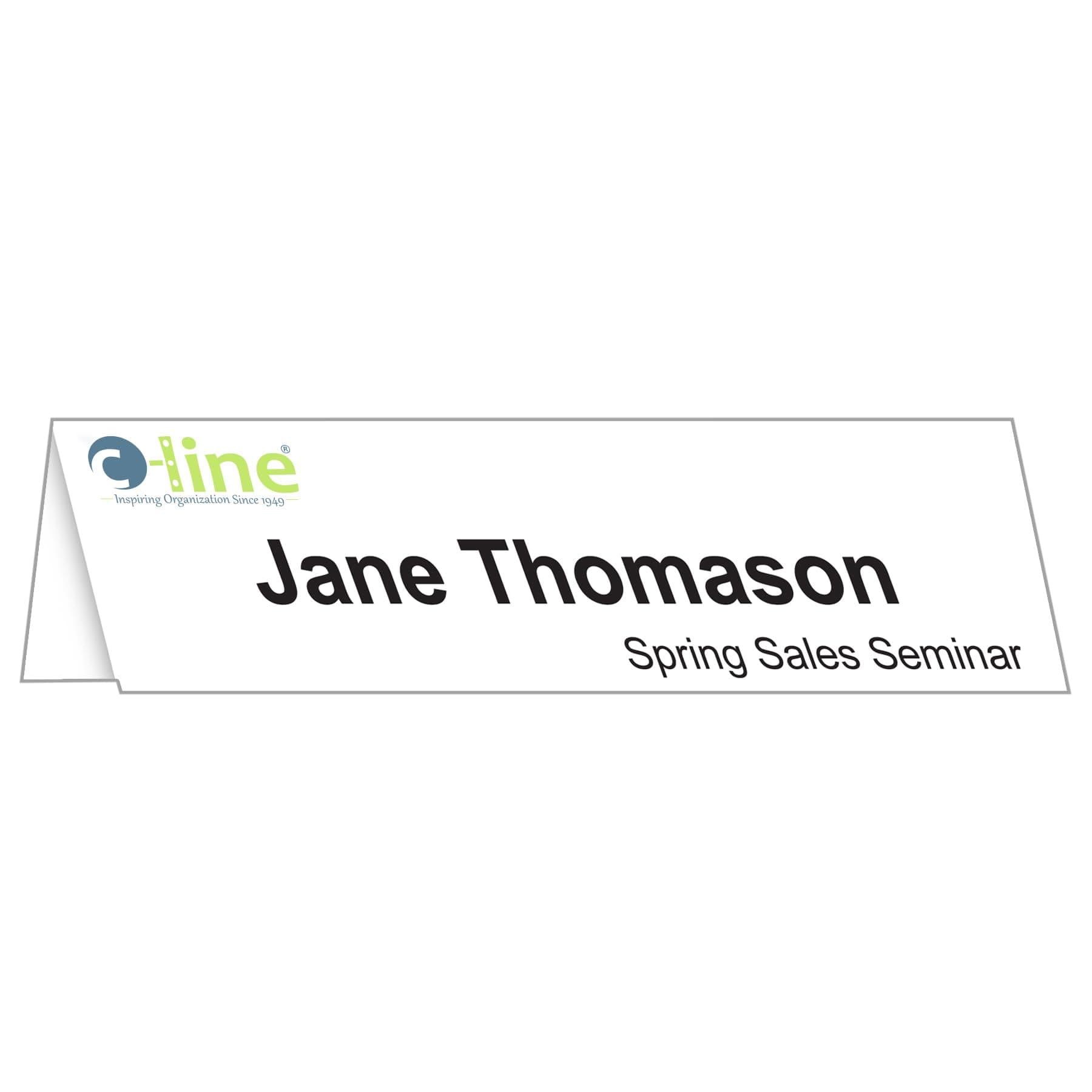 C-Line Large Inkjet/Laser Name Tent Cards, Scored, White, 4.25 x 11-Inch Folded, 50-Count (87517)