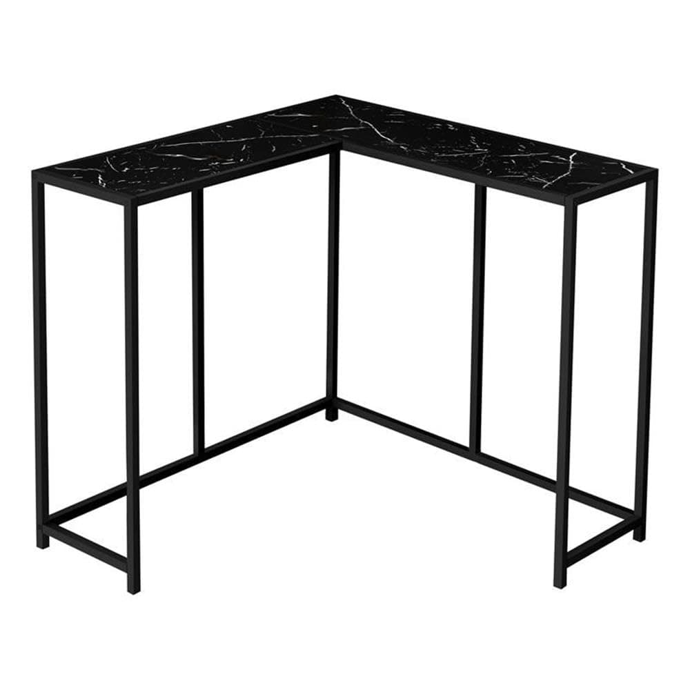 Monarch Specialties I 2158 Accent Table, Console, Entryway, Narrow, Corner, Living Room, Bedroom, Metal, Laminate, Black Marble Look, Contemporary, Modern