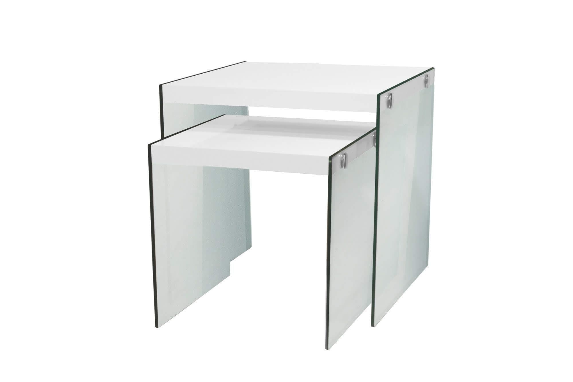 Monarch Specialties ,Nesting Table, Tempered Glass, Glossy White