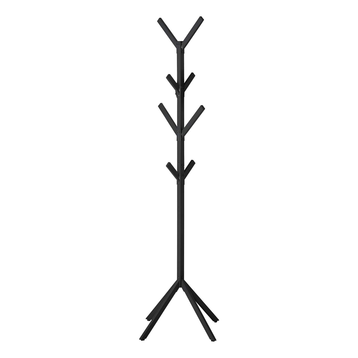 Monarch Specialties I 2057 Coat Rack, Hall Tree, Free Standing, 8 Hooks, Entryway, 70" H, Bedroom, Metal, Black, Contemporary, Modern