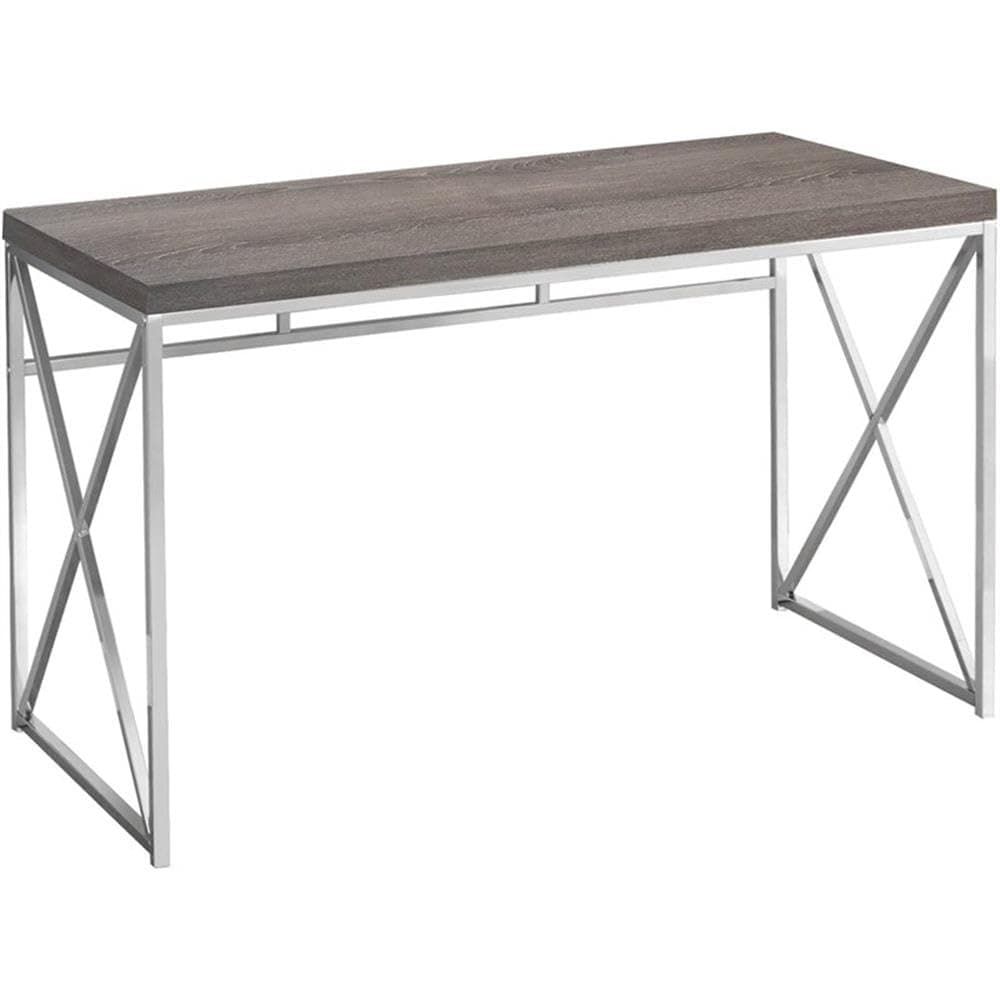 Monarch Specialties I 7204 Computer Desk, Home Office, Laptop, Work, Metal, Laminate, Brown, Chrome, Contemporary, Modern