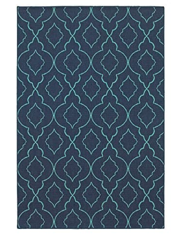 Granville Rugs Loggia Indoor/Outdoor Rug, Navy/Blue, 5' 3" x 7' 6"