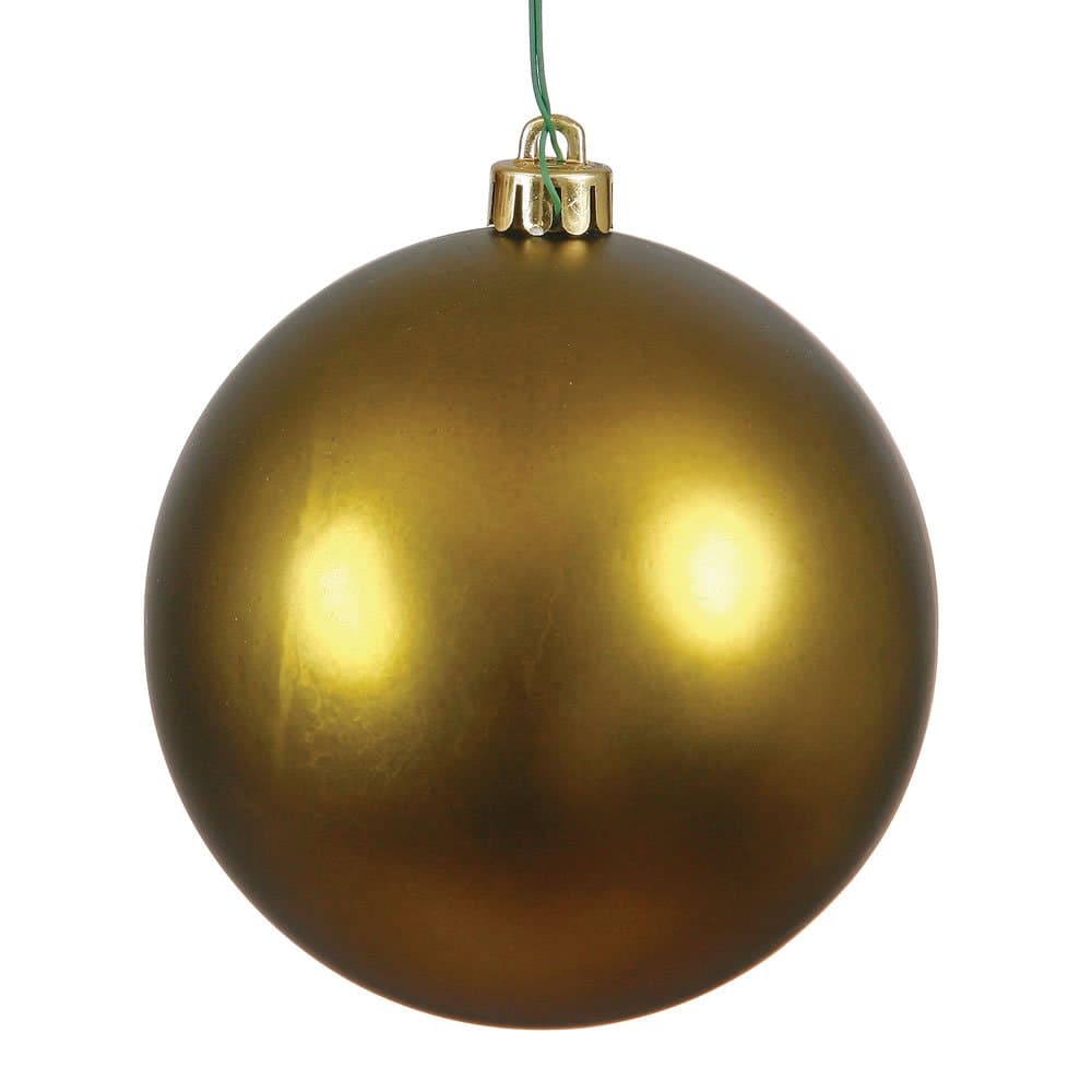 Vickerman 2.75" Christmas Ornament Ball, Olive Matte Finish, Shatterproof Plastic, UV Resistant, Holiday Christmas Tree Decoration, 12 Pack