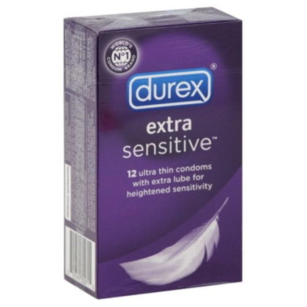 Durex Condoms, Extra Sensitive Natural Latex Condoms, 12 Count - Ultra Fine & Extra Lubricated