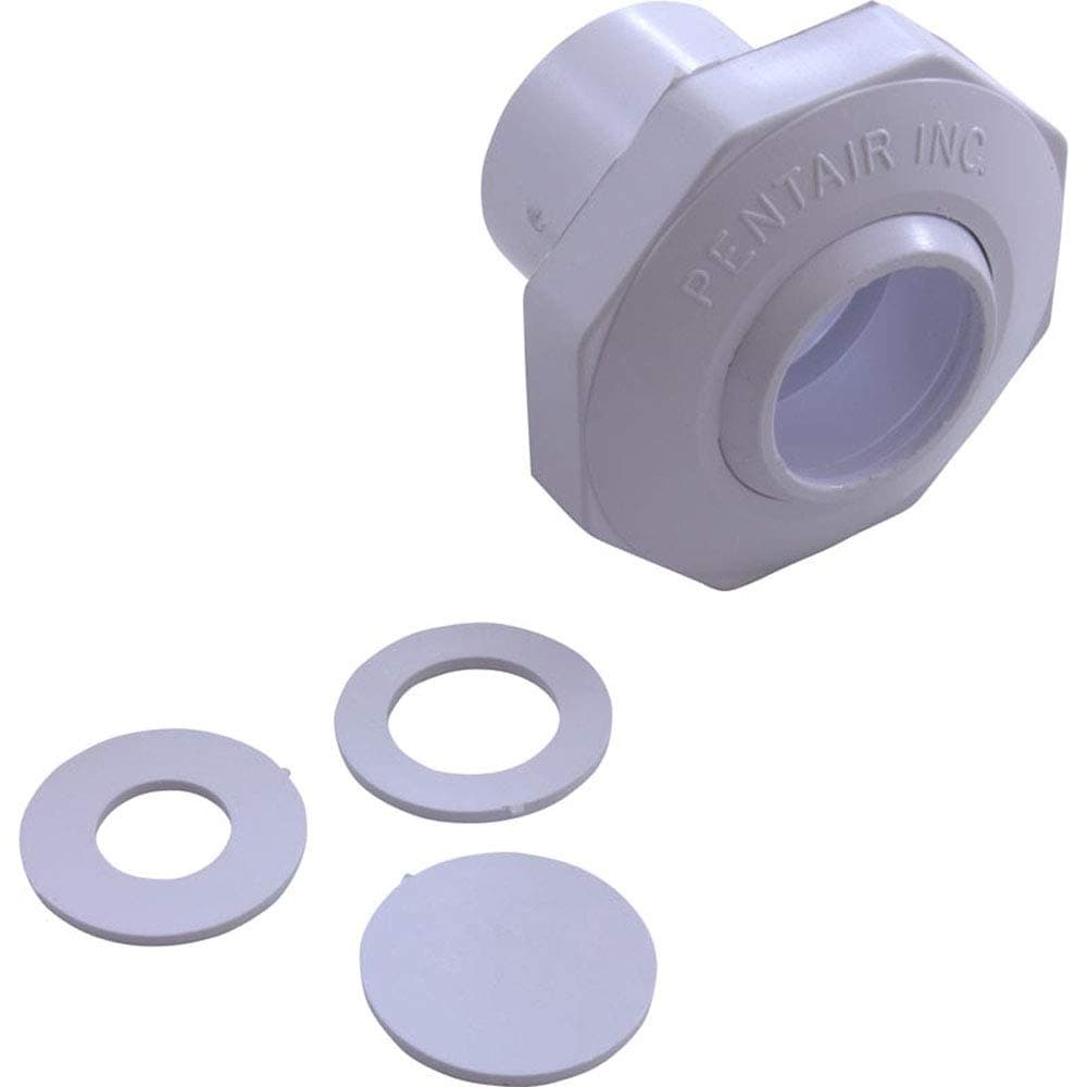 Pentair 542000 1-Inch Economy Insider Slip Inlet with Snap-In and Pressure Test Disk Wall Fittings, White