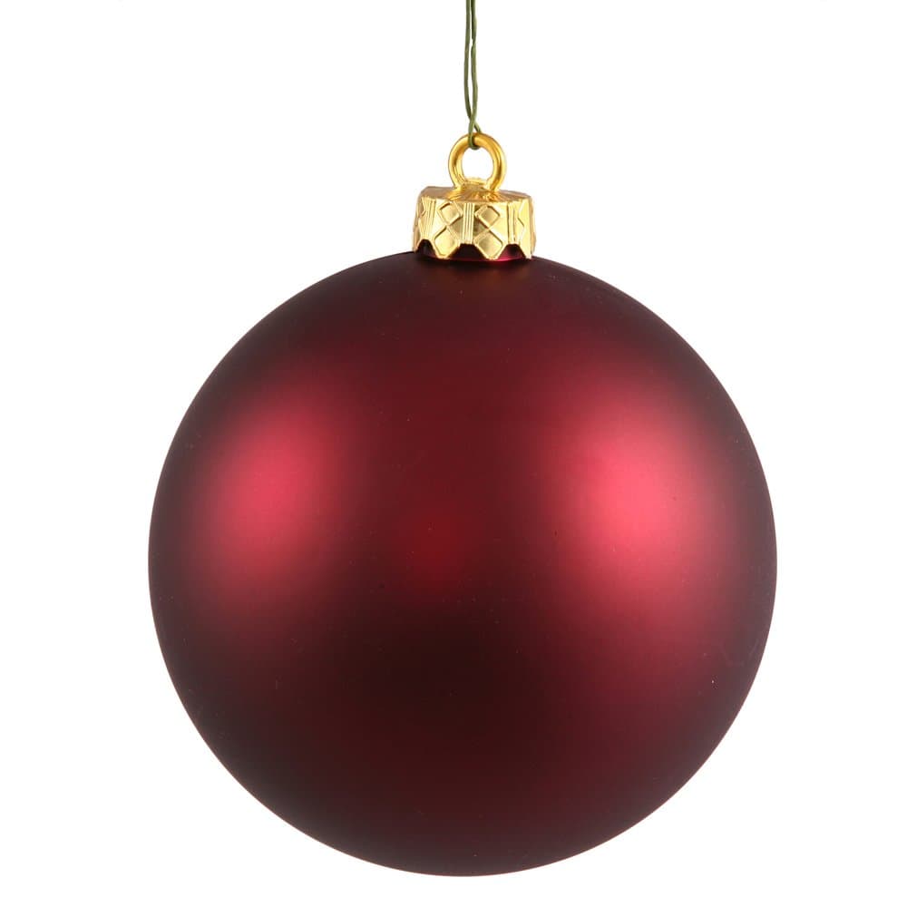 Vickerman 2.75" Christmas Ornament Ball, Wine Matte Finish, Shatterproof Plastic, UV Resistant, Holiday Christmas Tree Decoration, 12 Pack