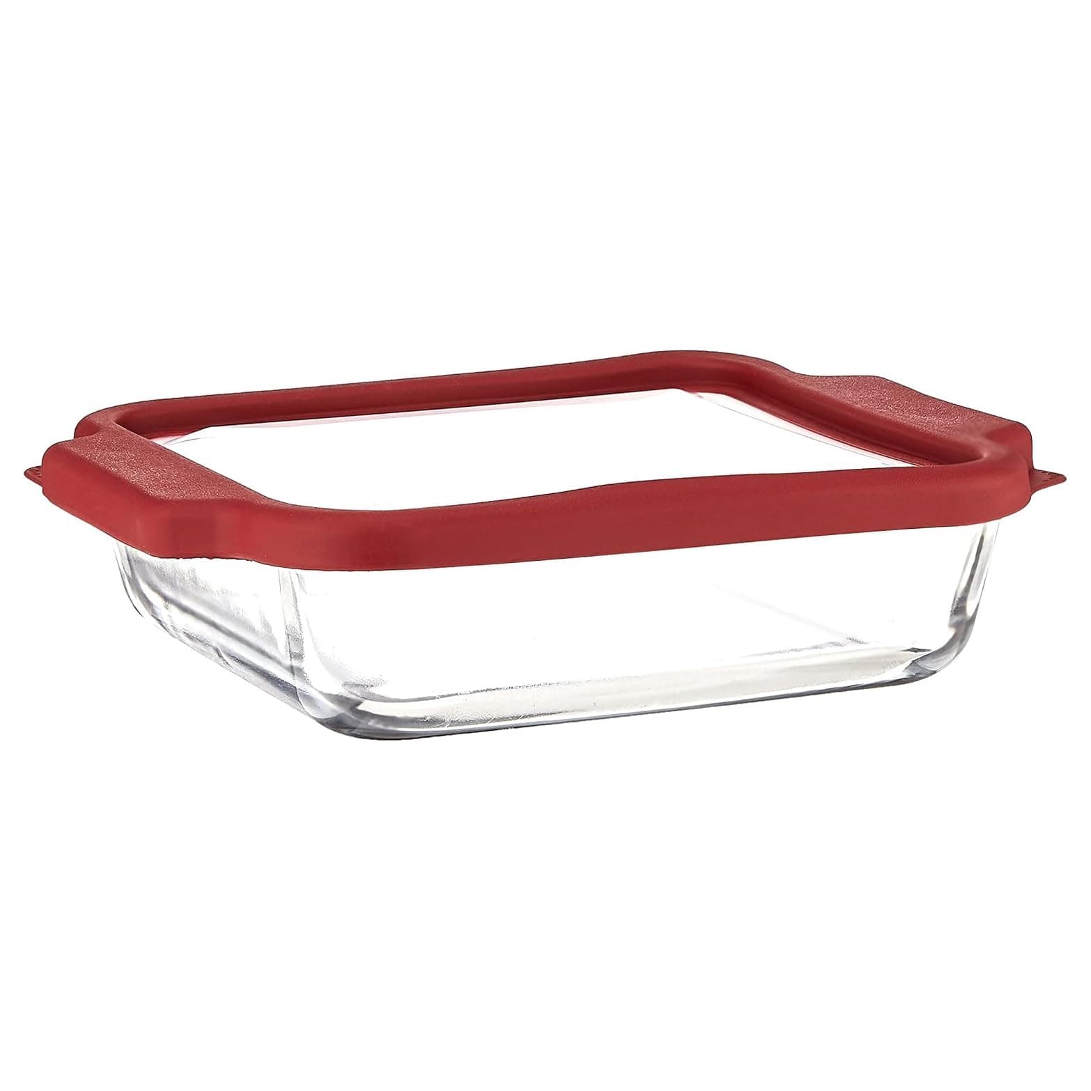 Anchor Hocking Glass Baking Dishes for Oven, 8 Inch Square Glass Cake Pan with TrueFit Cherry Lid