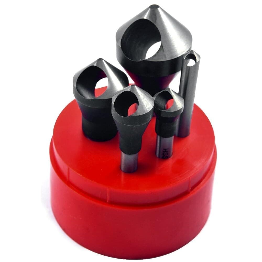 HHIP 2001-0007 5 Piece Zero-Flute Countersink and Deburring Tool Set, 90 Degree