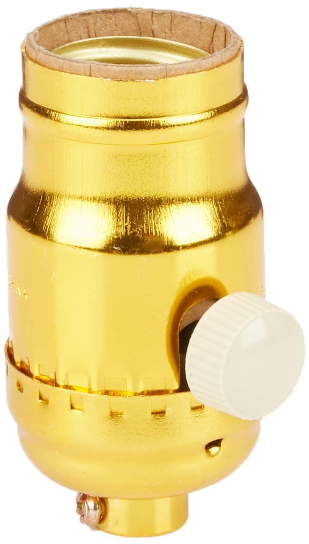 Leviton Incandescent Lamp Holder Socket Dimmer, Metal Finish, Brass Color, 6151