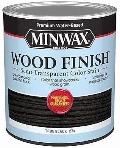 Minwax Wood Finish Water-Based Semi-Transparent Color Stain, True Black, 1 Quart