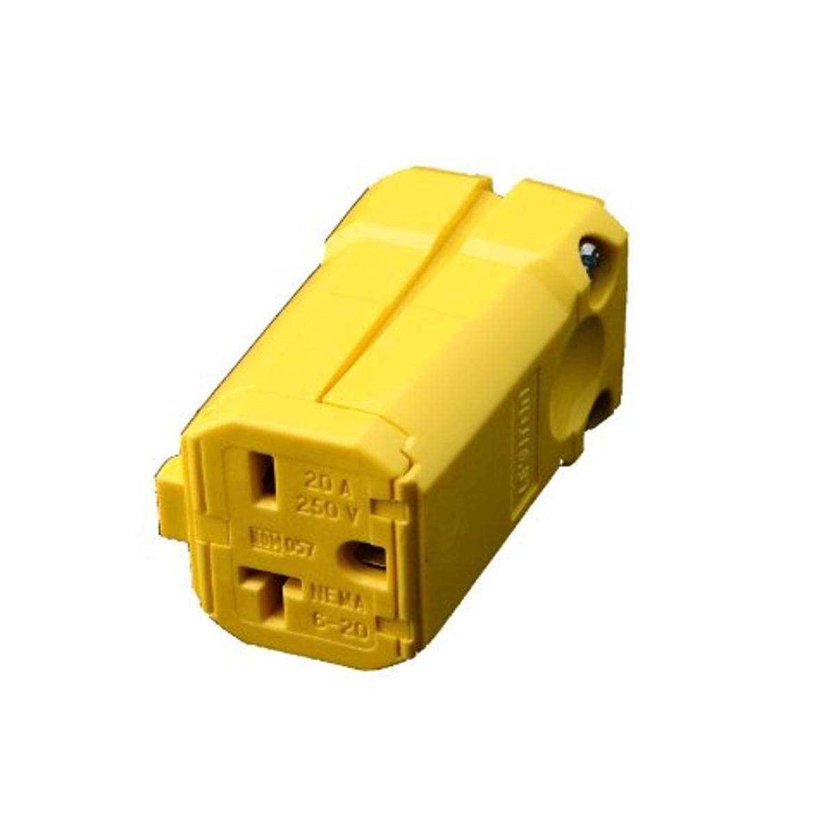 Leviton 5459-VY 20 Amp, 250 Volt, Connector, Straight Blade, Industrial Grade, Grounding, Python, Yellow